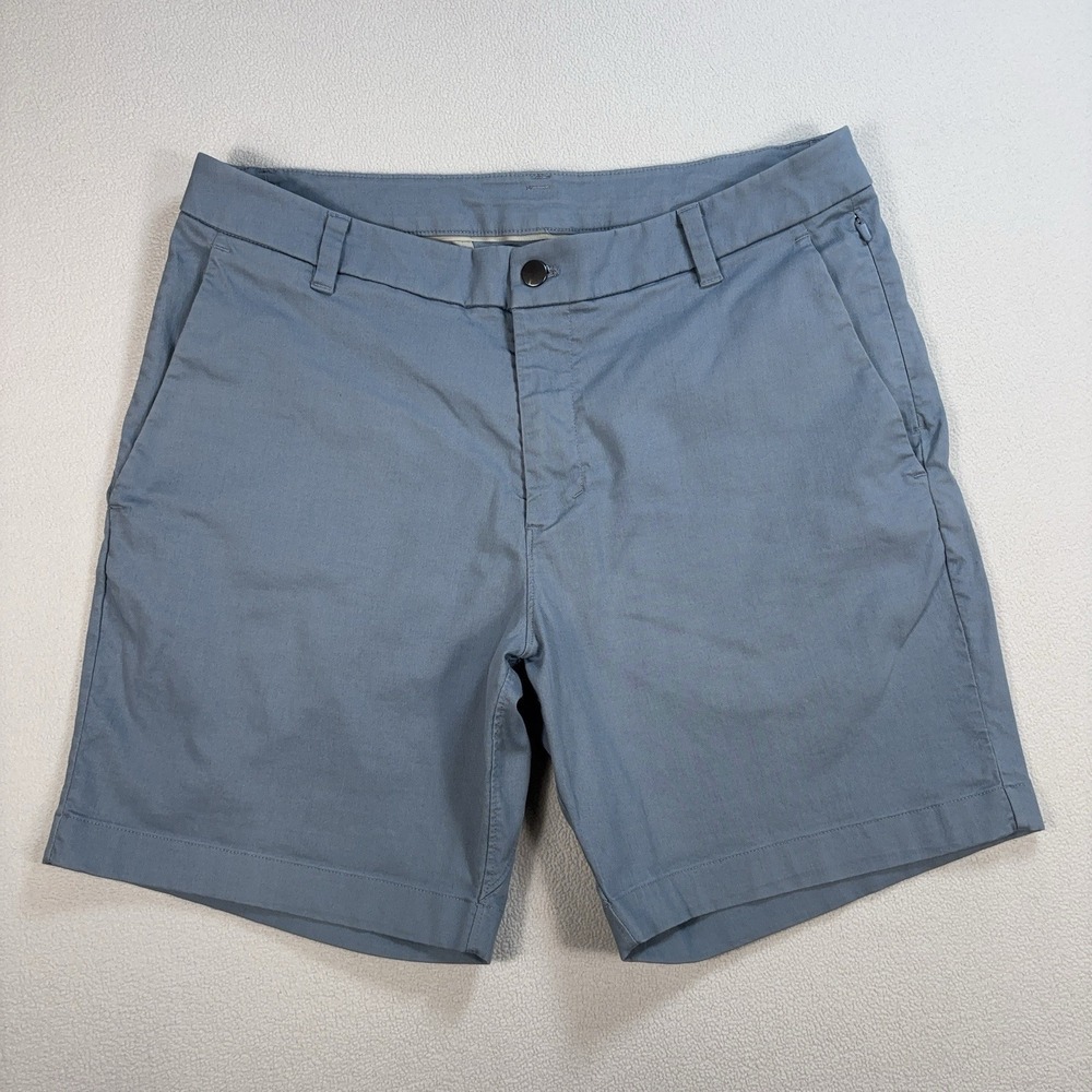 Lululemon 7" Commission Shorts Men's 34 Blue Stretch ABC Chino Pockets Logo